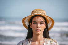 Load image into Gallery viewer, Beige Bucket Hat Pearls Ribbon