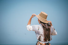 Load image into Gallery viewer, Beige Bucket Hat Pearls Ribbon