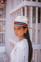 Load image into Gallery viewer, Panama Hat Super Fine Unisex - Red &amp; Blue Ribbon
